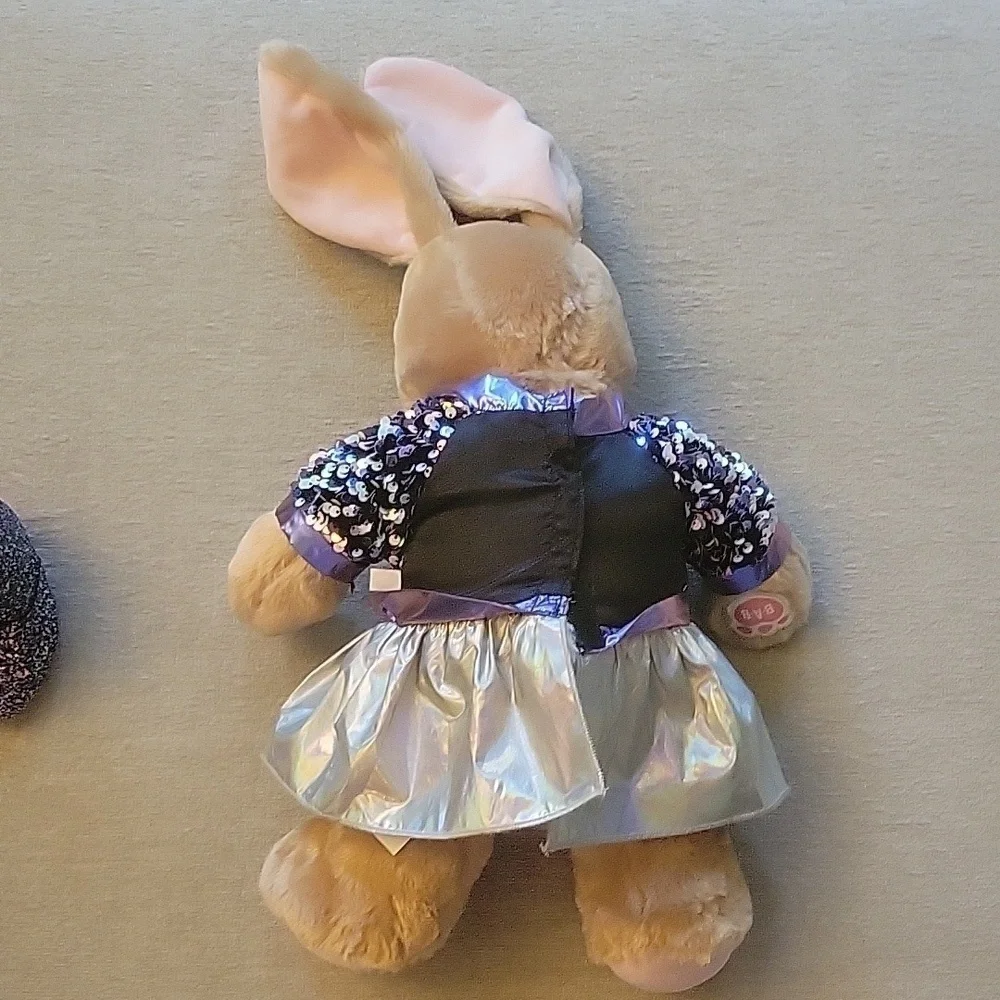 BAB Paulette bunny Rockstar stuffed animal.  Build A Bear Glitter Shoes